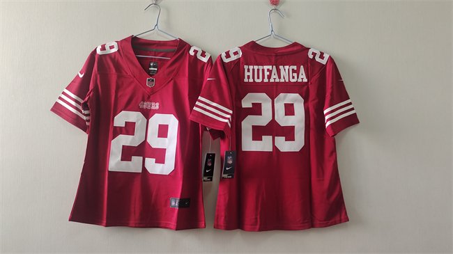 Personalized Women’s San Francisco 49ers #29 Talanoa Hufanga Red Stitched Jersey(Run Small)