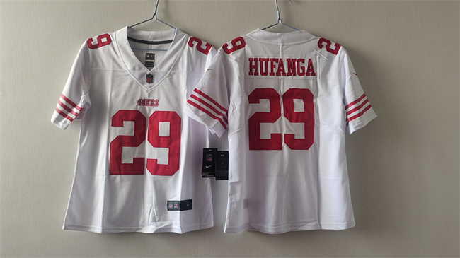 Personalized Women’s San Francisco 49ers #29 Talanoa Hufanga White Stitched Jersey(Run Small)