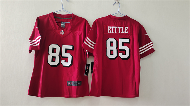 Personalized Women’s San Francisco 49ers #85 George Kittle Red Alternate Stitched Jersey(Run Small)