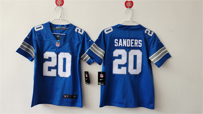 Personalized Women’s Detroit Lions #20 Barry Sanders Blue Stitched Jersey(Run Smaller)