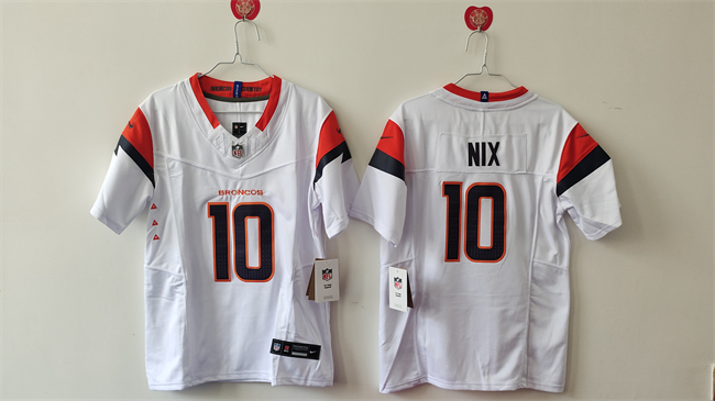 Personalized Women’s Denver Broncos #10 Bo Nix White 2024 F.U.S.E Stitched Jersey(Run Small)