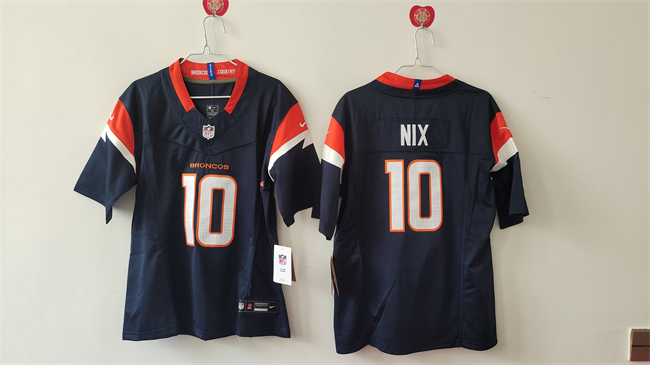 Personalized Women’s Denver Broncos #10 Bo Nix Navy 2024 F.U.S.E Alternate Stitched Jersey(Run Small)
