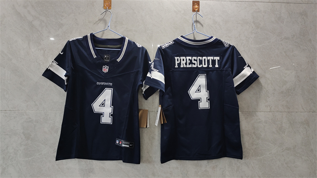 Personalized Women’s Dallas Cowboys #4 Dak Prescott Navy 2023 F.U.S.E. Limited Stitched Jersey(Run Small)