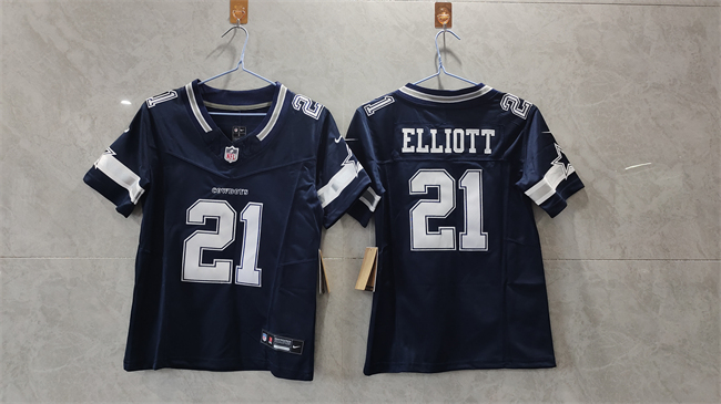 Personalized Women’s Dallas Cowboys #21 Ezekiel Elliott Navy 2023 F.U.S.E. Limited Stitched Jersey(Run Small)
