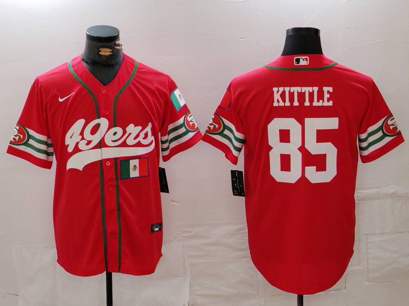 Personalized Men’s San Francisco 49ers #85 George Kittle Red With Patch Cool Base Stitched Baseball Jerseys