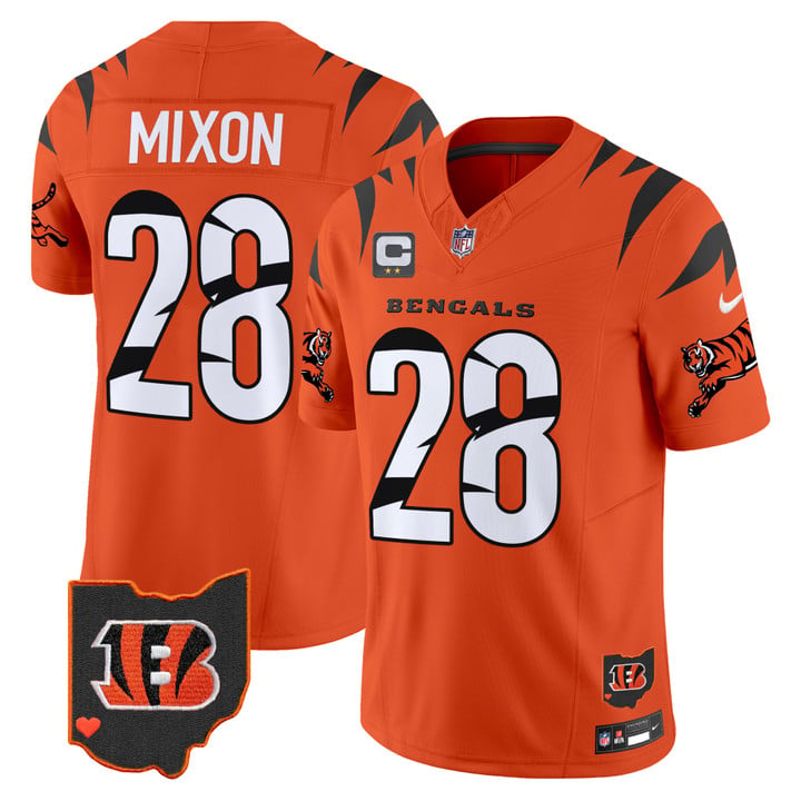 Personalized Men’s Cincinnati Bengals #28 Joe Mixon Orange F.U.S.E. With 2-Star C Patch Special Untouchable Limited Stitched Football Jersey