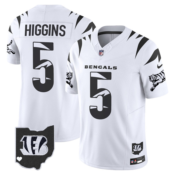 Personalized Men’s Cincinnati Bengals #5 Tee Higgins White F.U.S.E. Special Untouchable Limited Stitched Football Jersey