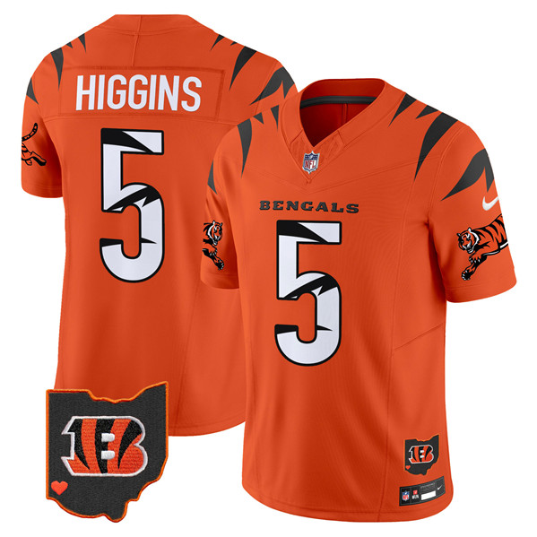 Personalized Men’s Cincinnati Bengals #5 Tee Higgins Orange F.U.S.E. Special Untouchable Limited Stitched Football Jersey