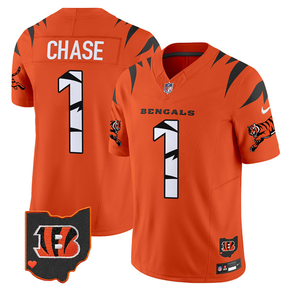 Personalized Men’s Cincinnati Bengals #1 Ja’Marr Chase Orange F.U.S.E. Special Untouchable Limited Stitched Football Jersey