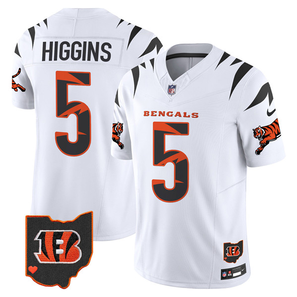 Personalized Men’s Cincinnati Bengals #5 Tee Higgins White Limited F.U.S.E. Special Untouchable Limited Stitched Football Jersey