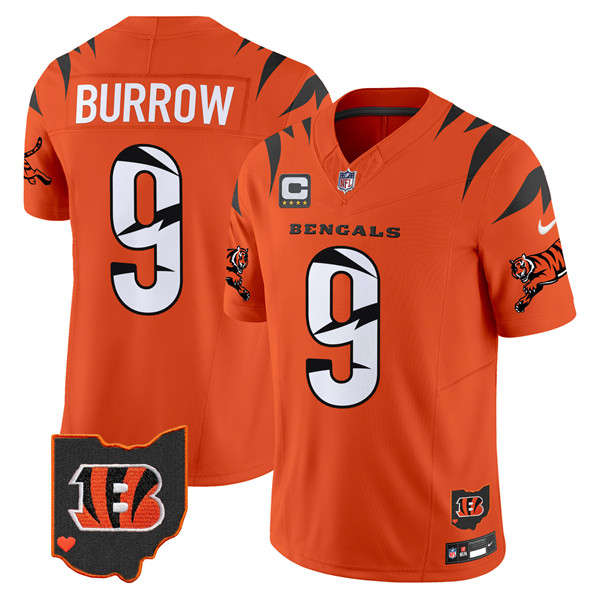 Personalized Men’s Cincinnati Bengals #9 Joe Burrow Orange F.U.S.E. With 4-Star C Patch Special Untouchable Limited Stitched Football Jersey