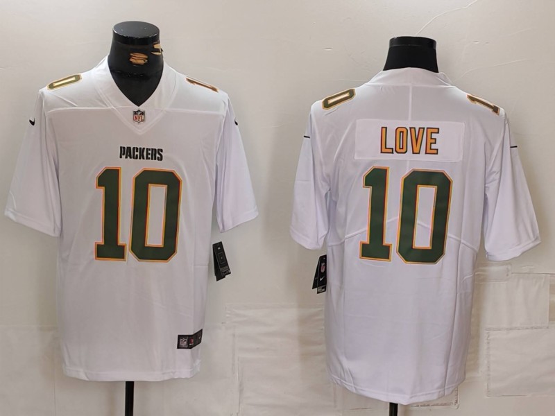 Personalized Men’s Green Bay Packers #10 Jordan Love White Fashion Stitched Jersey
