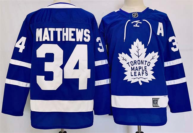 Personalized Men’s Toronto Maple Leafs #34 Auston Matthews Blue 2024-25 Stitched Jersey