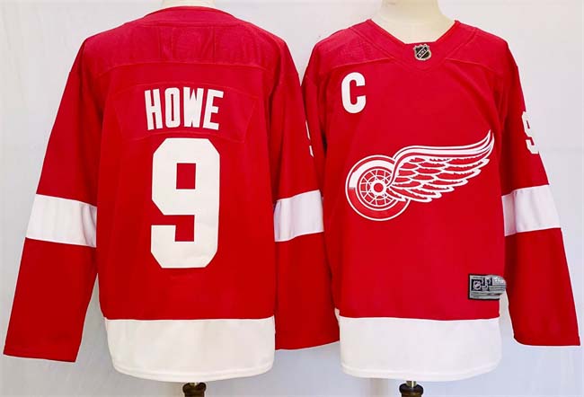 Personalized Men’s Detroit Red Wings #9 Gordie Howe Red 2024-25 Stitched Jersey