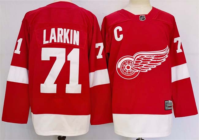 Personalized Men’s Detroit Red Wings #71 Dylan Larkin Red 2024-25 Stitched Jersey
