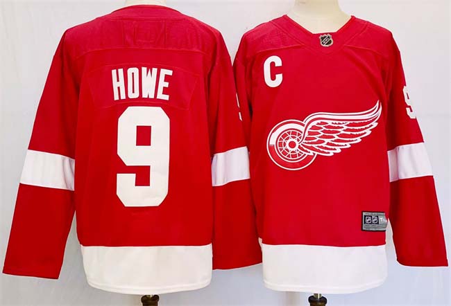 Personalized Men’s Detroit Red Wings #9 Gordie Howe Red 2024-25 Stitched Jersey