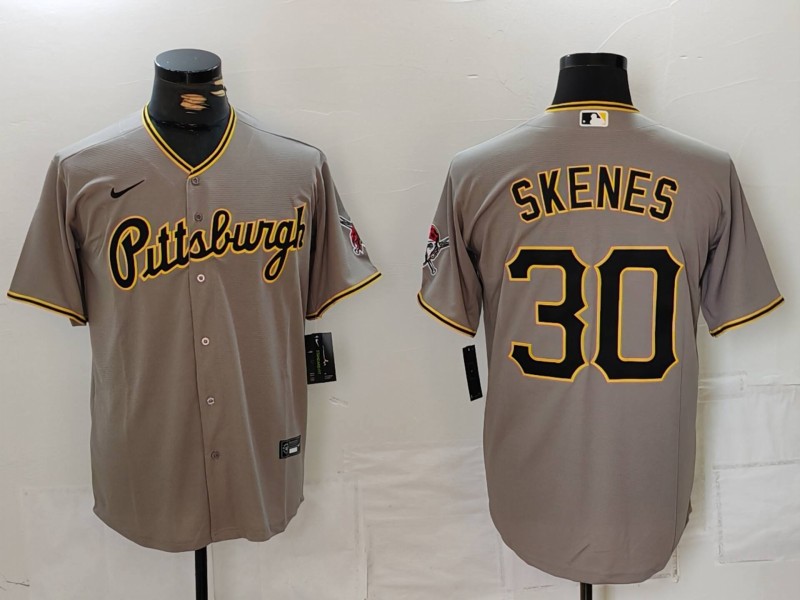 Personalized Men’s Pittsburgh Pirates #30 Paul Skenes Grey Stitched Baseball Jersey