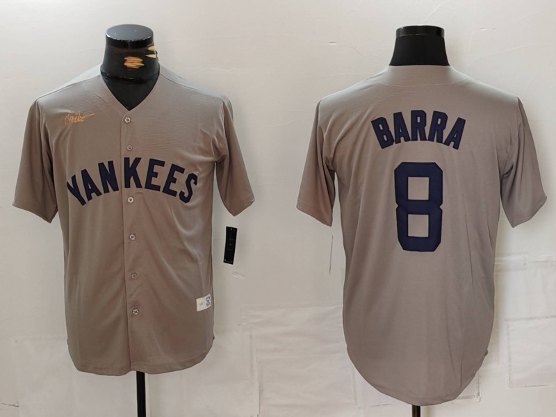 Personalized Men’s New York Yankees #8 Barra Grey Cool Base Stitched Baseball Jersey