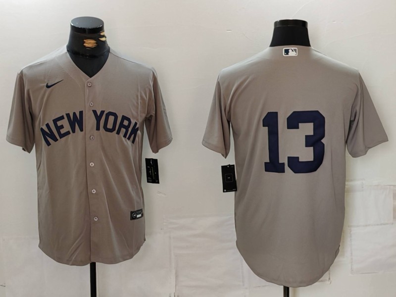 Personalized Men’s New York Yankees #13 Jazz Chisholm Jr Grey Cool Base Stitched Baseball Jersey