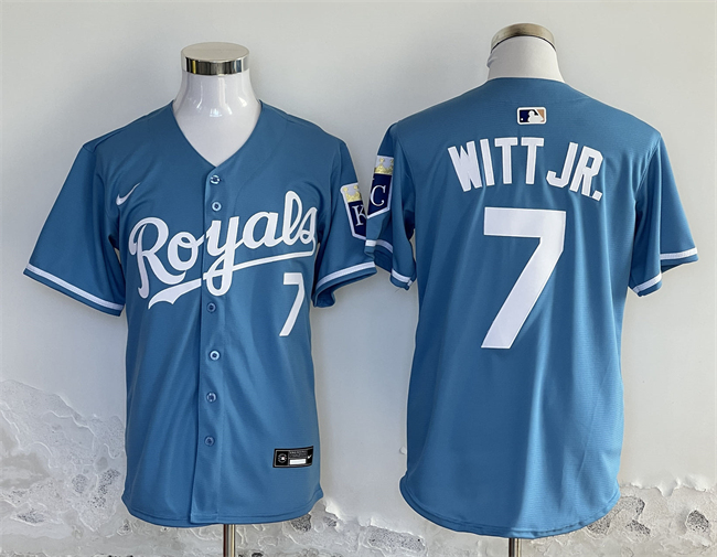 Personalized Men’s Kansas City Royals #7 Bobby Witt Jr. Blue 2024 Limited Stitched Baseball Jersey