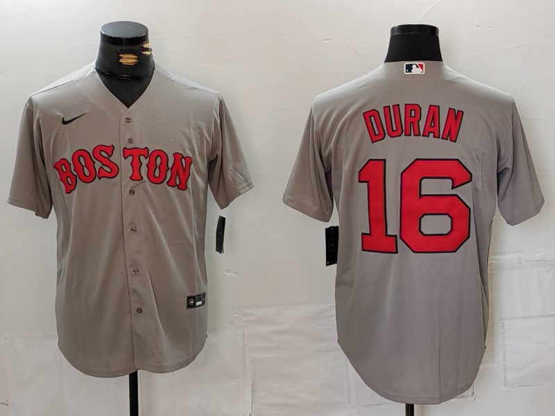 Personalized Men’s Boston Red Sox #16 Jarren Duran Grey Stitched Baseball Jersey