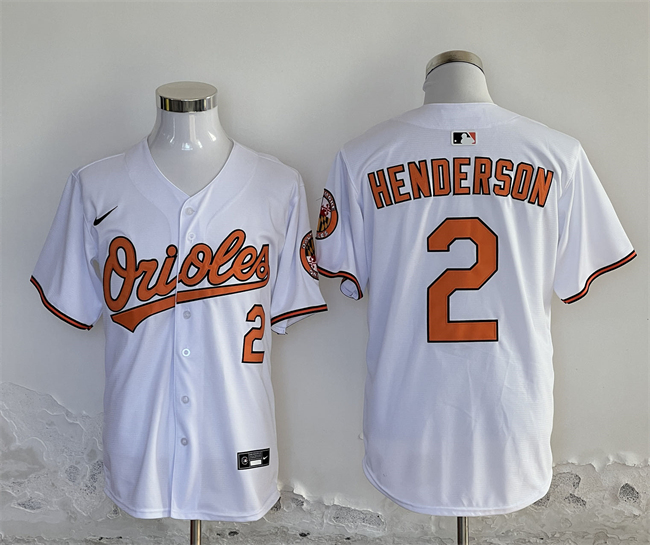 Personalized Men’s Baltimore Orioles #2 Gunnar Henderson White 2024 With Patch Cool Base Stitched Baseball Jersey