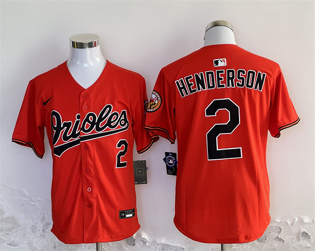 Personalized Men’s Baltimore Orioles #2 Gunnar Henderson Orange 2024 With Patch Cool Base Stitched Baseball Jersey