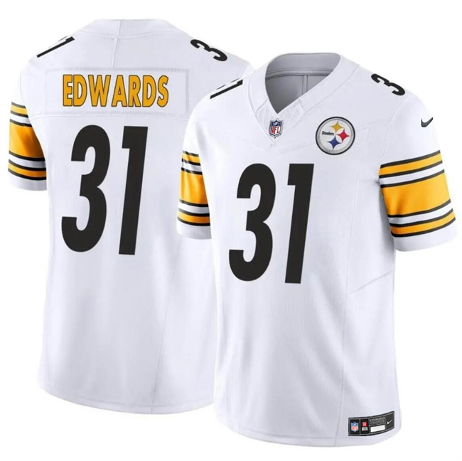 Personalized Youth Pittsburgh Steelers #31 Daijun Edwards White 2023 F.U.S.E. Untouchable Limited Stitched Football Jersey