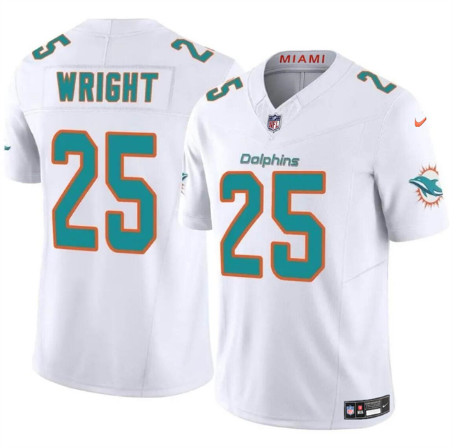 Personalized Youth Miami Dolphins #25 Jaylen Wright White 2024 F.U.S.E Limited Stitched Jersey