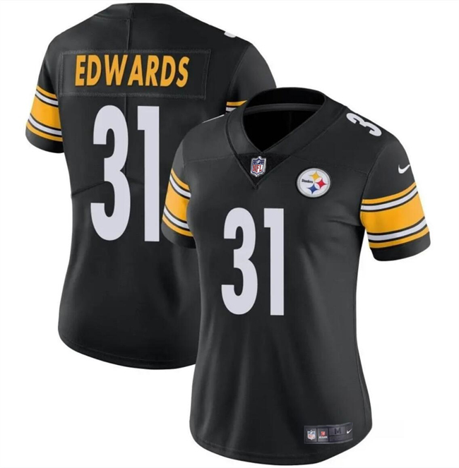 Personalized Women’s Pittsburgh Steelers #31 Daijun Edwards 2024 Black Stitched Football Jersey(Run Small)