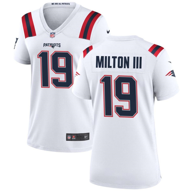 Personalized Women’s New England Patriots #19 Joe Milton III 2024 White Stitched Jersey(Run Small)