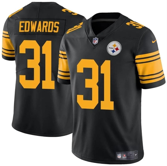 Personalized Men’s Pittsburgh Steelers #31 Daijun Edwards Black Color Rush Limited Stitched Jersey