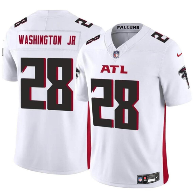 Personalized Men’s Atlanta Falcons #28 Carlos Washington Jr White 2024 F.U.S.E Untouchable Limited Stitched Football Jersey