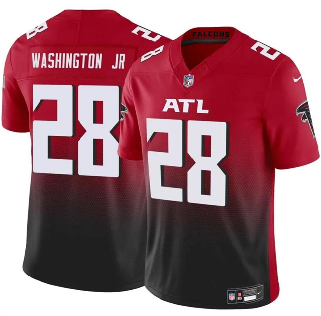 Personalized Men’s Atlanta Falcons #28 Carlos Washington Jr Red Black 2024 F.U.S.E Untouchable Limited Stitched Football Jersey