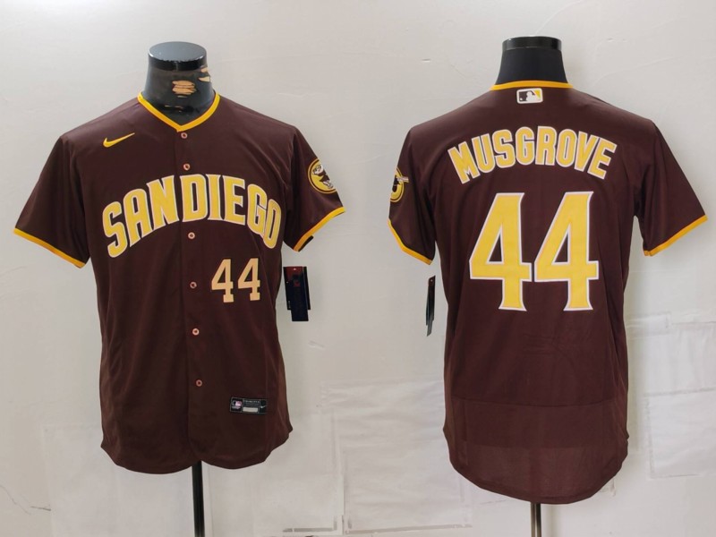 Personalized Men’s San Diego Padres #44 Musgrove Brown Tan Authentic Alternate Player Jerseys