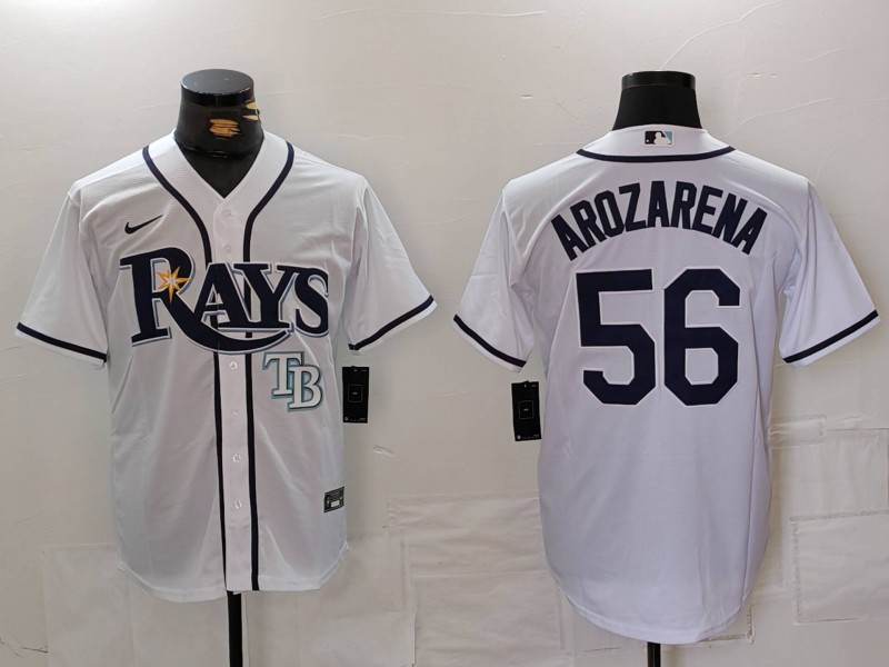 Personalized Men’s Tampa Bay Rays #56 Randy Arozarena White Cool Base Stitched Baseball Jersey