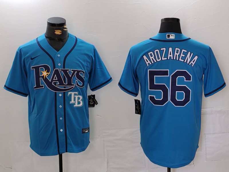 Personalized Men’s Tampa Bay Rays #56 Randy Arozarena Blue Cool Base Stitched Baseball Jerseys