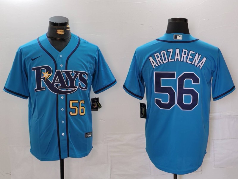 Personalized Men’s Tampa Bay Rays #56 Randy Arozarena Blue Cool Base Stitched Baseball Jerseys