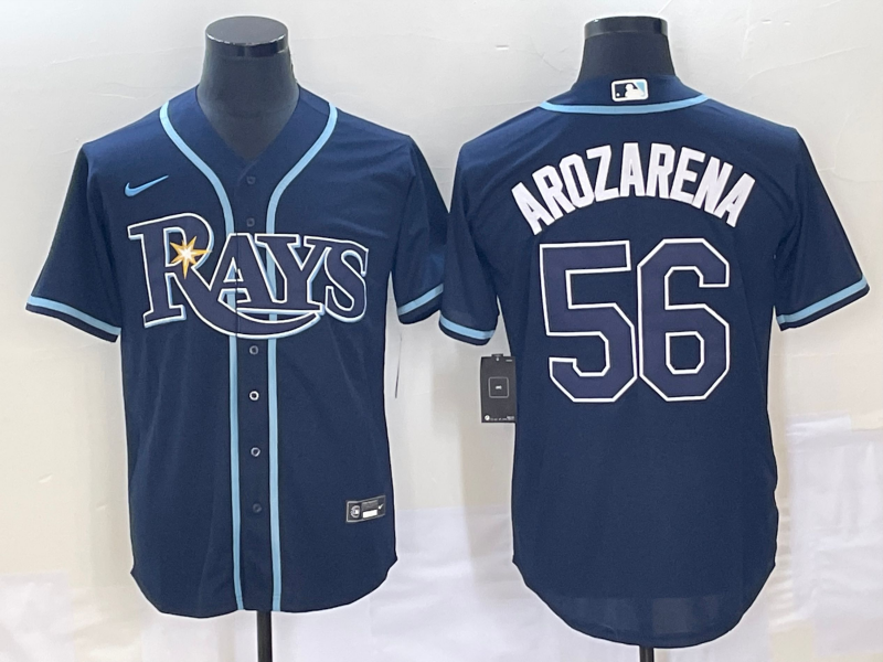 Personalized Men’s Tampa Bay Rays #56 Randy Arozarena Navy Cool Base Stitched Baseball Jerseys