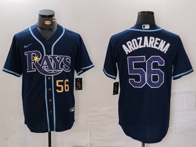 Personalized Men’s Tampa Bay Rays #56 Randy Arozarena Navy Cool Base Stitched Baseball Jerseys