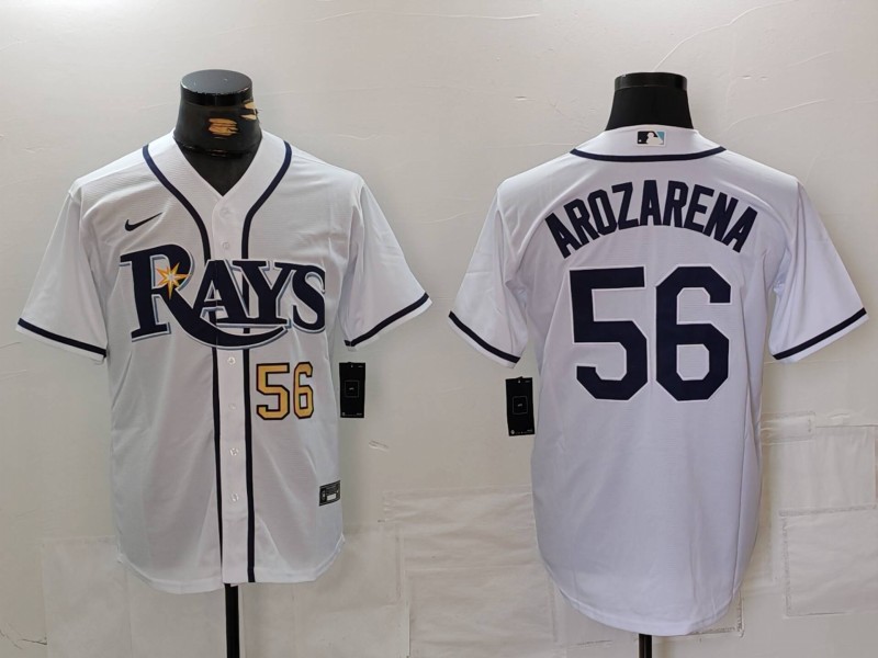 Personalized Men’s Tampa Bay Rays #56 Randy Arozarena White Cool Base Stitched Baseball Jerseys