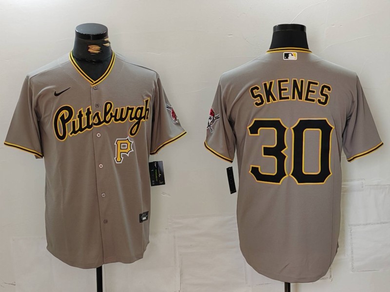 Personalized Men’s Pittsburgh Pirates #30 Paul Skenes Grey Stitched Baseball Jersey