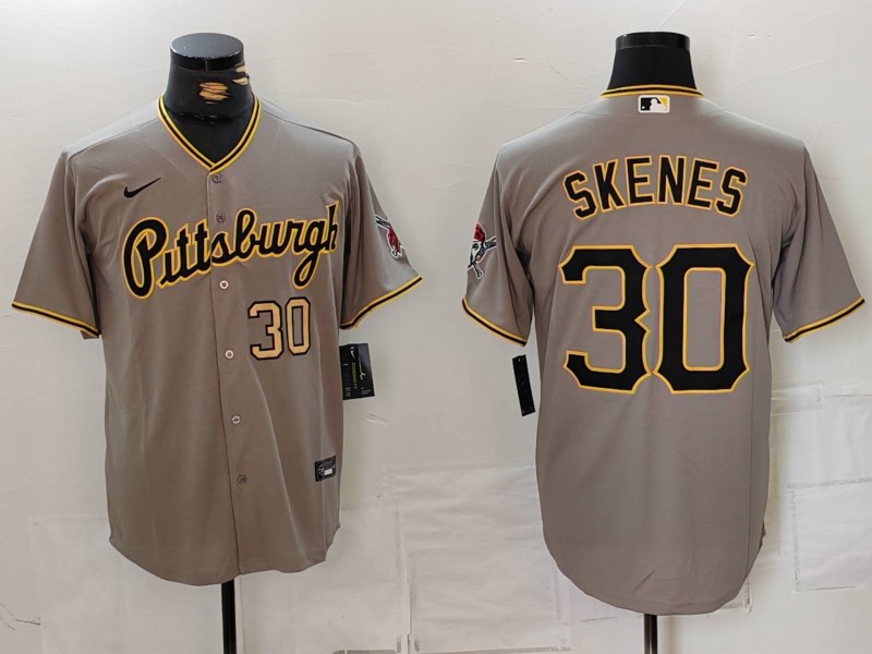 Personalized Men’s Pittsburgh Pirates #30 Paul Skenes Grey Stitched Baseball Jerseys