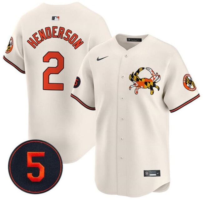 Personalized Men’s Baltimore Orioles #2 Gunnar Henderson Cream With Patch Premier Limited Stitched Baseball Jersey