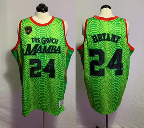 Personalized Men’s Los Angeles Lakers #24 Kobe Bryant Green Black Mamba Stitched Basketball Jersey