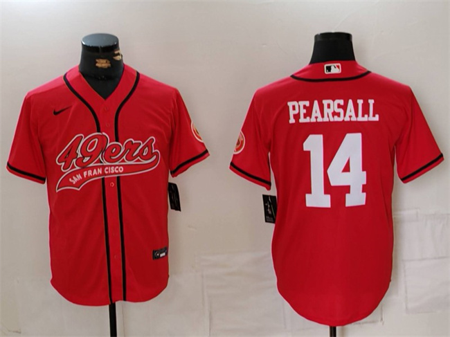 Personalized Men’s San Francisco 49ers #14 Ricky Pearsall Red With Patch Cool Base Stitched Baseball Jerseys