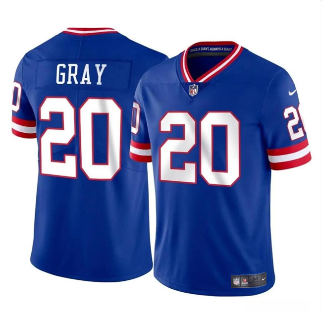 Personalized Men’s New York Giants #20 Eric Gray Royal Throwback Untouchable Limited Stitched Jersey