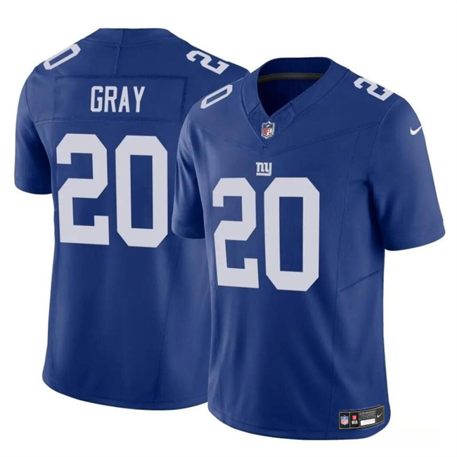 Personalized Men’s New York Giants #20 Eric Gray Blue 2023 F.U.S.E. Untouchable Limited Stitched Jersey
