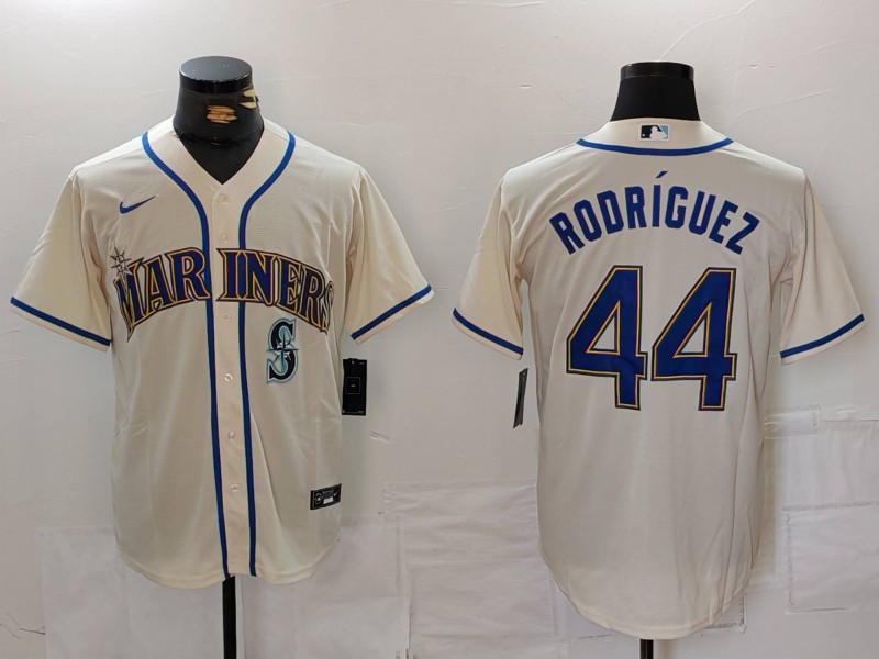 Personalized Men’s Seattle Mariners #44 Julio Rodriguez Cream Cool Base Stitched Jerseys