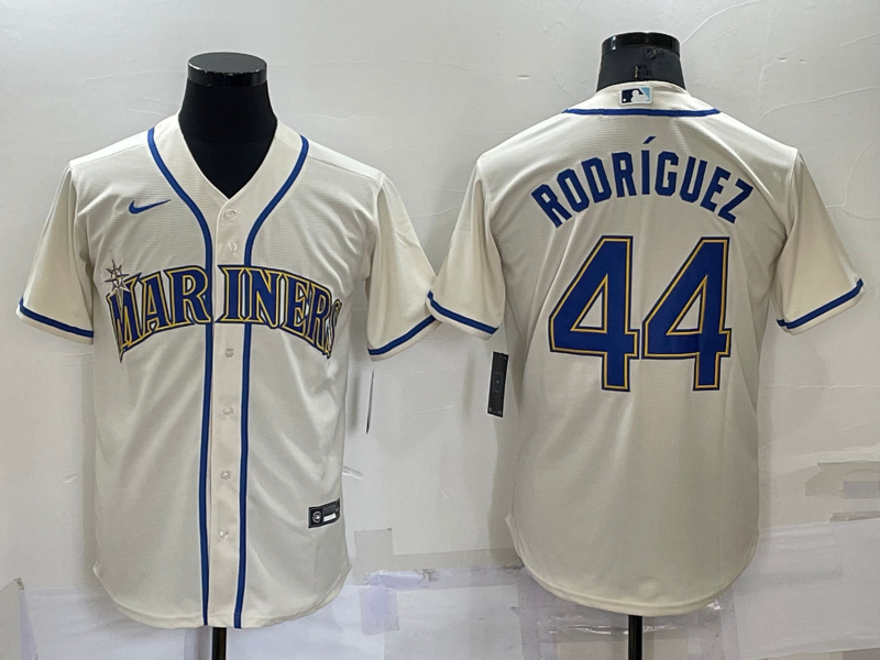 Personalized Men’s Seattle Mariners #44 Julio Rodriguez Cream Cool Base Stitched Jerseys